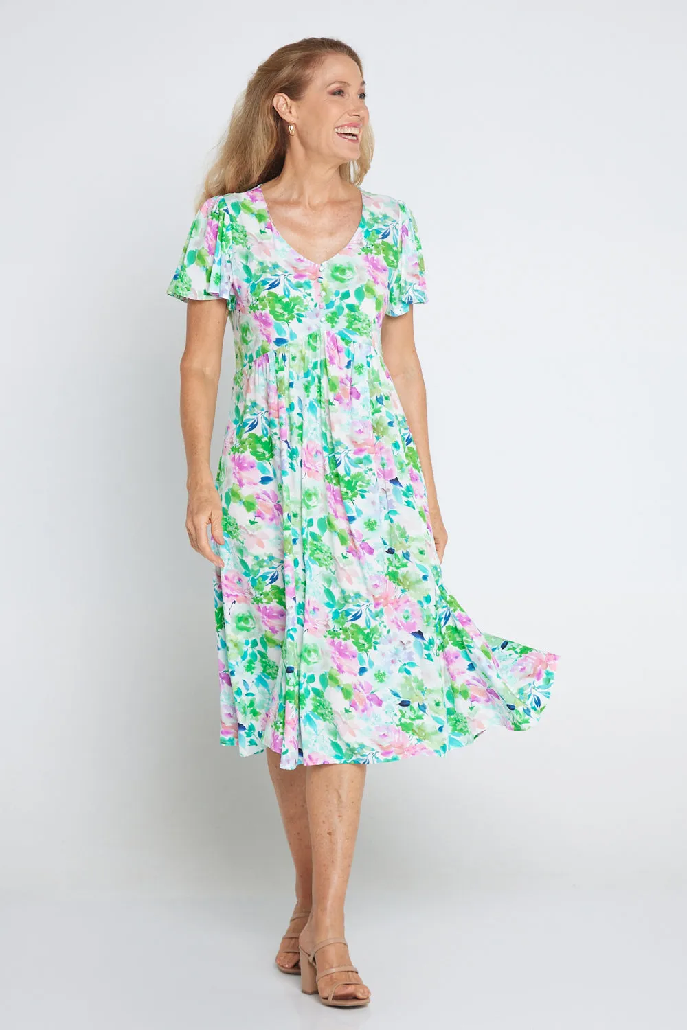 Brighton Dress - Jade/Amethyst Floral
